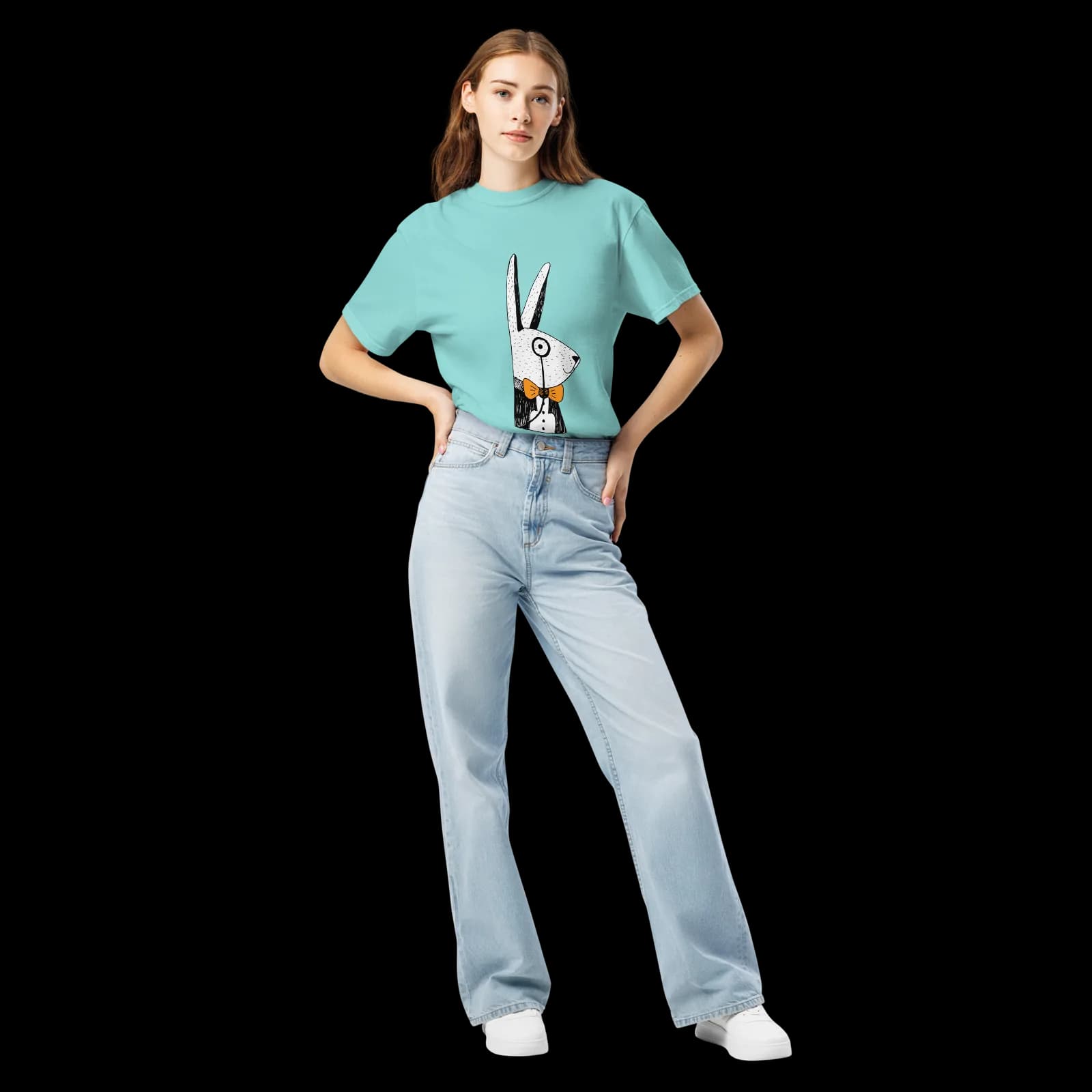 Rabbit Tee: Big · Lagoon Blue